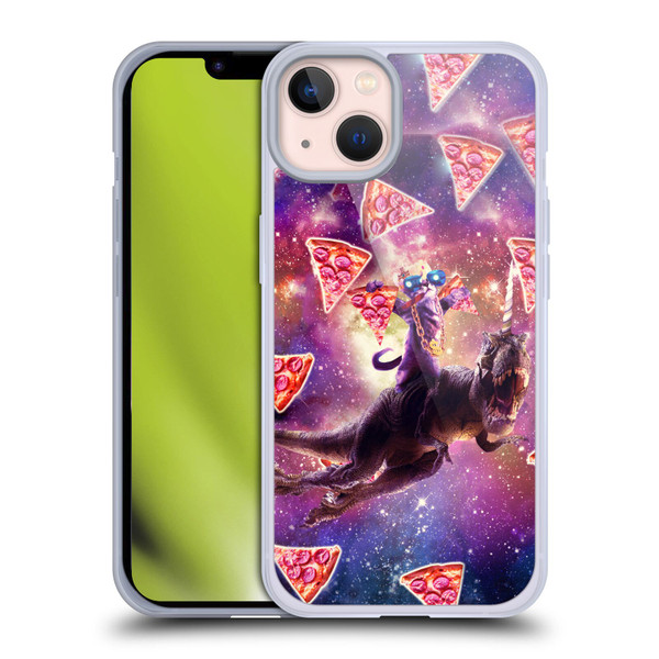 Random Galaxy Space Pizza Ride Thug Cat & Dinosaur Unicorn Soft Gel Case for Apple iPhone 13