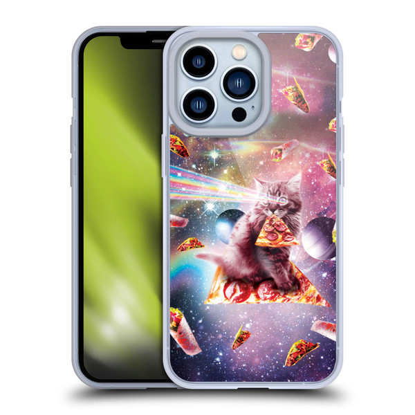 Random Galaxy Space Pizza Ride Outer Space Lazer Cat Soft Gel Case for Apple iPhone 13 Pro