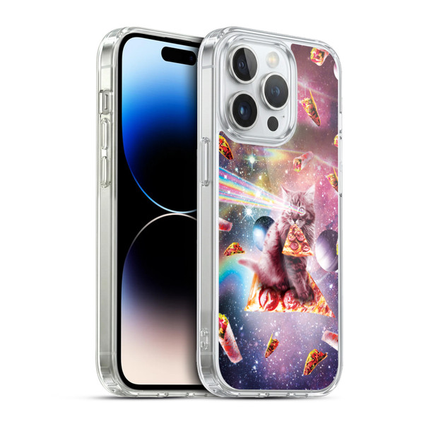 Random Galaxy Space Pizza Ride Outer Space Lazer Cat Soft Gel Case for Apple iPhone 13 Pro & MagSafe
