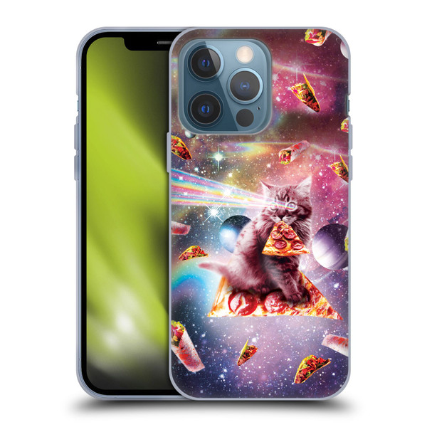 Random Galaxy Space Pizza Ride Outer Space Lazer Cat Soft Gel Case for Apple iPhone 13 Pro