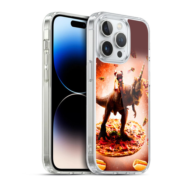 Random Galaxy Space Pizza Ride Pug & Dinosaur Unicorn Soft Gel Case for Apple iPhone 13 Pro & MagSafe