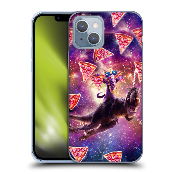 Random Galaxy Space Pizza Ride Thug Cat & Dinosaur Unicorn Soft Gel Case for Apple iPhone 14