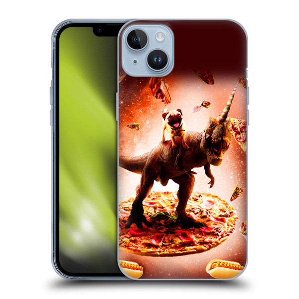 Random Galaxy Space Pizza Ride Pug & Dinosaur Unicorn Soft Gel Case for Apple iPhone 14 Plus