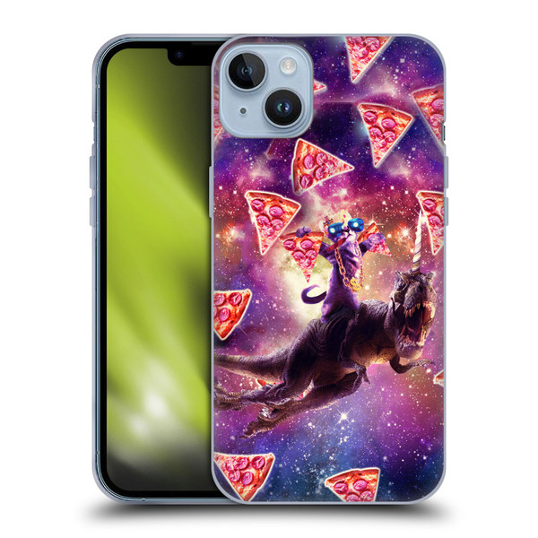 Random Galaxy Space Pizza Ride Thug Cat & Dinosaur Unicorn Soft Gel Case for Apple iPhone 14 Plus