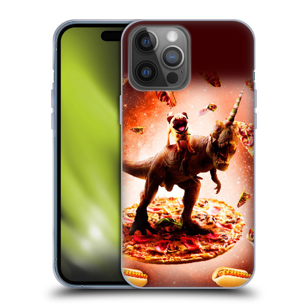 Random Galaxy Space Pizza Ride Pug & Dinosaur Unicorn Soft Gel Case for Apple iPhone 14 Pro Max