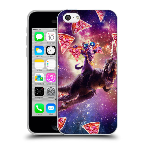 Random Galaxy Space Pizza Ride Thug Cat & Dinosaur Unicorn Soft Gel Case for Apple iPhone 5c