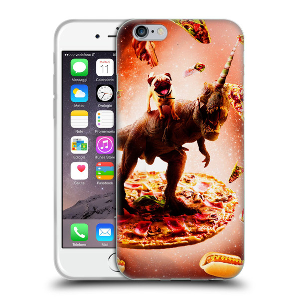 Random Galaxy Space Pizza Ride Pug & Dinosaur Unicorn Soft Gel Case for Apple iPhone 6 / iPhone 6s