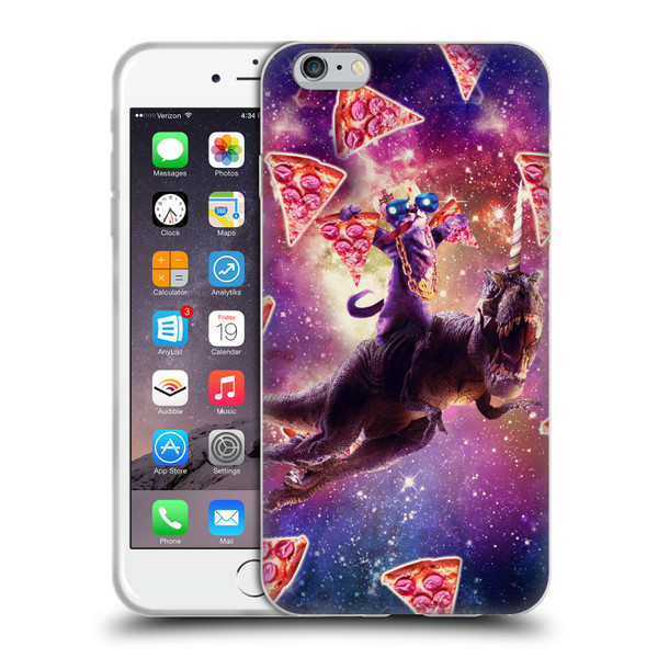 Random Galaxy Space Pizza Ride Thug Cat & Dinosaur Unicorn Soft Gel Case for Apple iPhone 6 Plus / iPhone 6s Plus