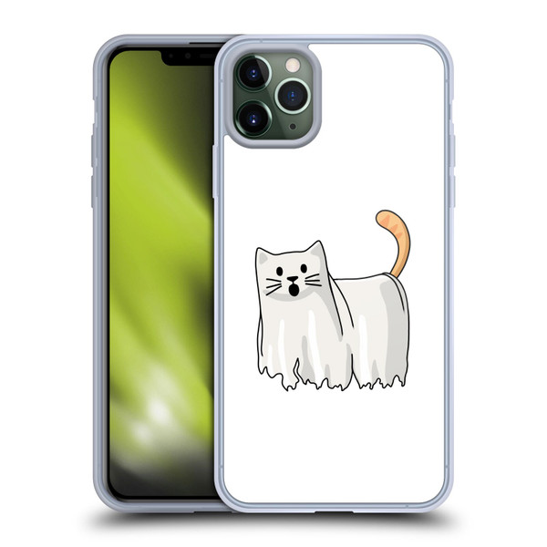 Beth Wilson Doodle Cats 2 Halloween Ghost Soft Gel Case for Apple iPhone 11 Pro Max