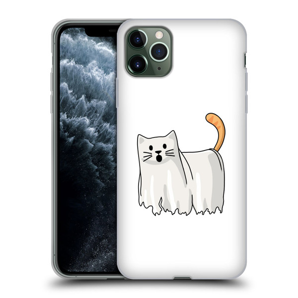 Beth Wilson Doodle Cats 2 Halloween Ghost Soft Gel Case for Apple iPhone 11 Pro Max