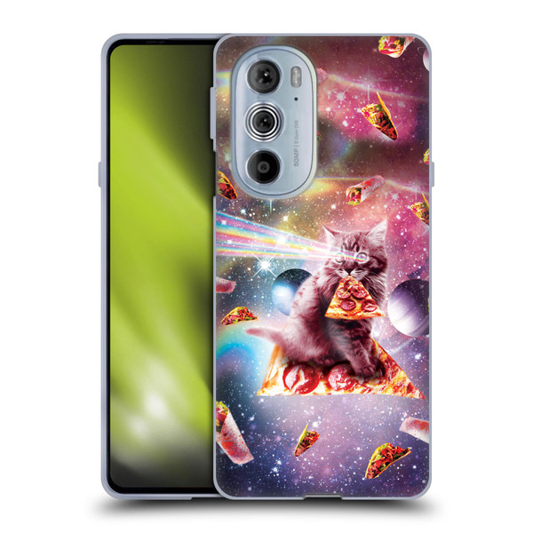 Random Galaxy Space Pizza Ride Outer Space Lazer Cat Soft Gel Case for Motorola Edge X30