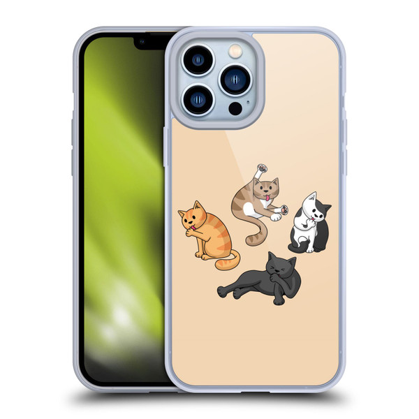 Beth Wilson Doodle Cats 2 Washing Time Soft Gel Case for Apple iPhone 13 Pro Max