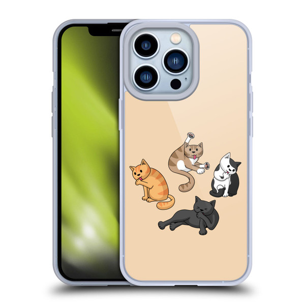 Beth Wilson Doodle Cats 2 Washing Time Soft Gel Case for Apple iPhone 13 Pro