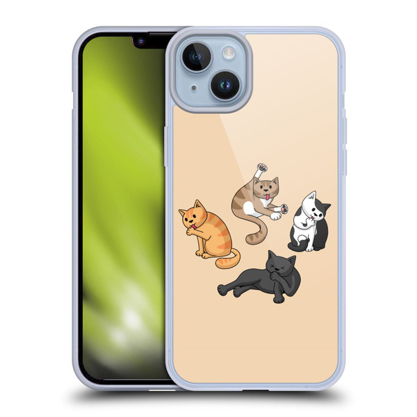 Beth Wilson Doodle Cats 2 Washing Time Soft Gel Case for Apple iPhone 14 Plus