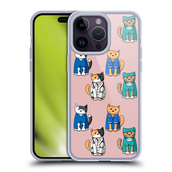 Beth Wilson Doodle Cats 2 Professionals Soft Gel Case for Apple iPhone 14 Pro Max