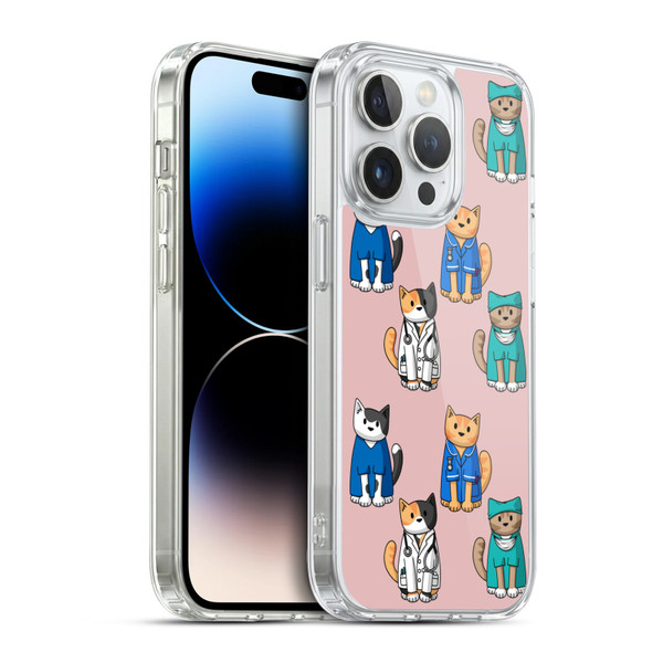 Beth Wilson Doodle Cats 2 Professionals Soft Gel Case for Apple iPhone 14 Pro & MagSafe