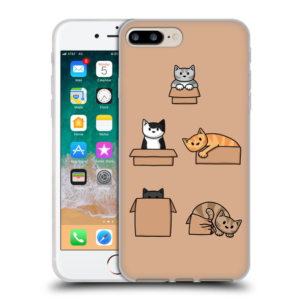 Beth Wilson Doodle Cats 2 Boxes Soft Gel Case for Apple iPhone 7 Plus / iPhone 8 Plus