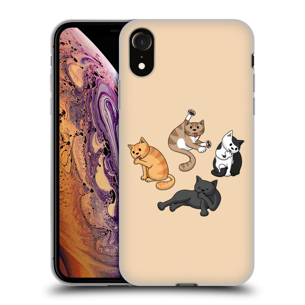 Beth Wilson Doodle Cats 2 Washing Time Soft Gel Case for Apple iPhone XR