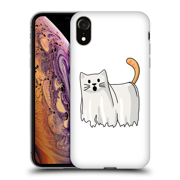 Beth Wilson Doodle Cats 2 Halloween Ghost Soft Gel Case for Apple iPhone XR