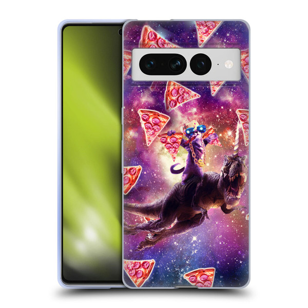 Random Galaxy Space Pizza Ride Thug Cat & Dinosaur Unicorn Soft Gel Case for Google Pixel 7 Pro