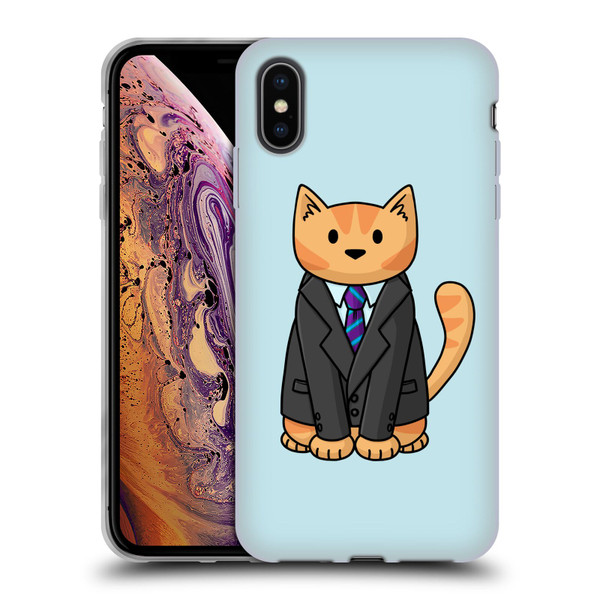 Beth Wilson Doodle Cats 2 Business Suit Soft Gel Case for Apple iPhone XS Max