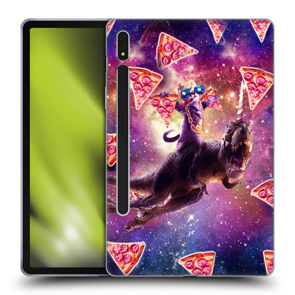 Random Galaxy Space Pizza Ride Thug Cat & Dinosaur Unicorn Soft Gel Case for Samsung Galaxy Tab S8