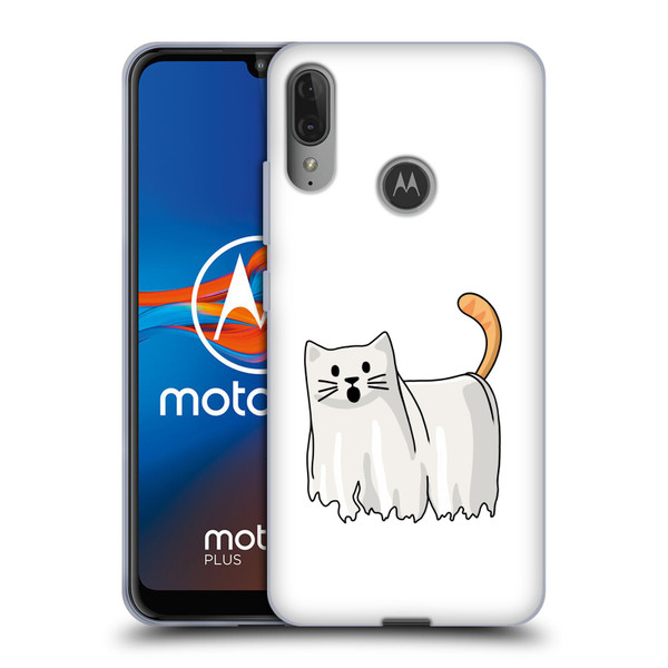 Beth Wilson Doodle Cats 2 Halloween Ghost Soft Gel Case for Motorola Moto E6 Plus