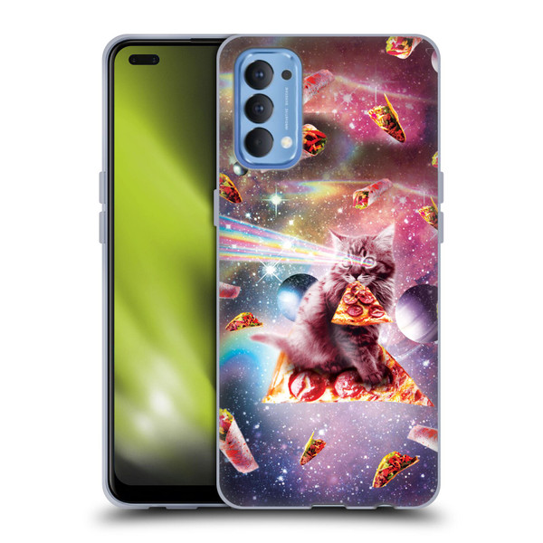 Random Galaxy Space Pizza Ride Outer Space Lazer Cat Soft Gel Case for OPPO Reno 4 5G