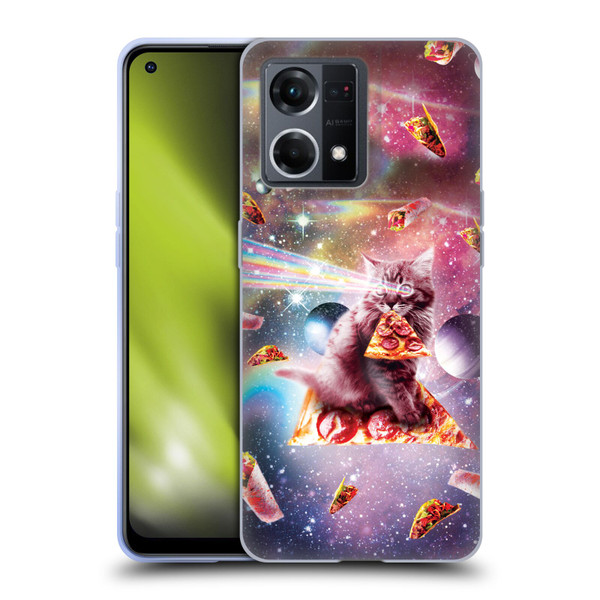Random Galaxy Space Pizza Ride Outer Space Lazer Cat Soft Gel Case for OPPO Reno8 4G