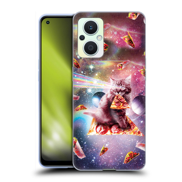 Random Galaxy Space Pizza Ride Outer Space Lazer Cat Soft Gel Case for OPPO Reno8 Lite