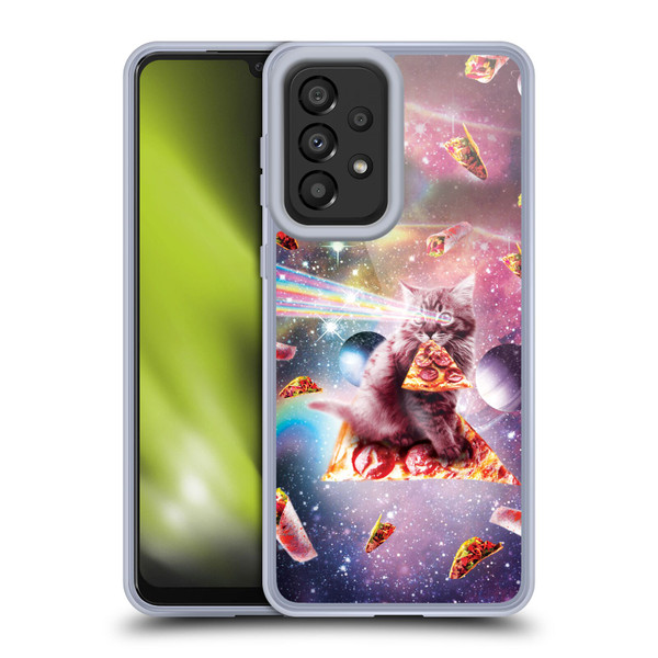 Random Galaxy Space Pizza Ride Outer Space Lazer Cat Soft Gel Case for Samsung Galaxy A33 5G (2022)