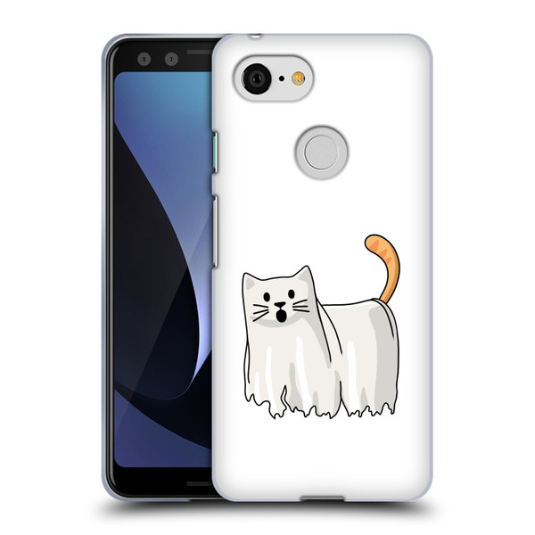 Beth Wilson Doodle Cats 2 Halloween Ghost Soft Gel Case for Google Pixel 3