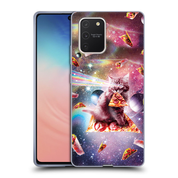 Random Galaxy Space Pizza Ride Outer Space Lazer Cat Soft Gel Case for Samsung Galaxy S10 Lite