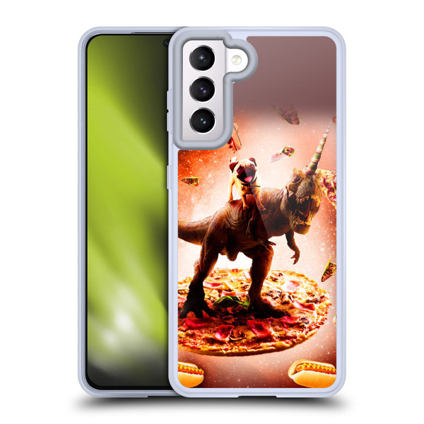 Random Galaxy Space Pizza Ride Pug & Dinosaur Unicorn Soft Gel Case for Samsung Galaxy S21 5G