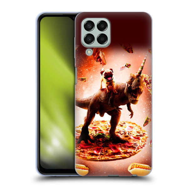 Random Galaxy Space Pizza Ride Pug & Dinosaur Unicorn Soft Gel Case for Samsung Galaxy M33 (2022)