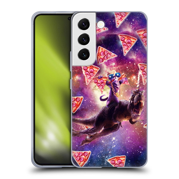 Random Galaxy Space Pizza Ride Thug Cat & Dinosaur Unicorn Soft Gel Case for Samsung Galaxy S22 5G