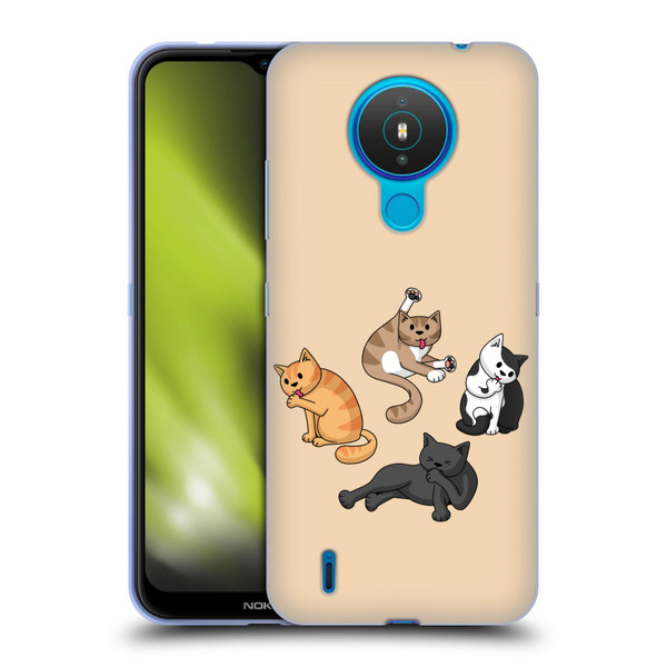 Beth Wilson Doodle Cats 2 Washing Time Soft Gel Case for Nokia 1.4