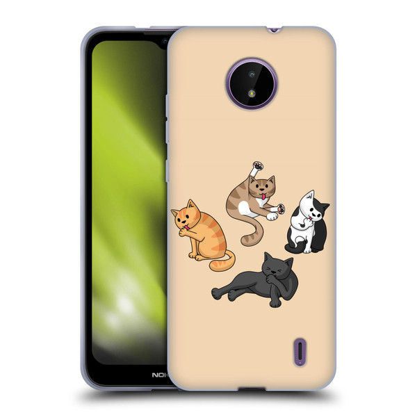 Beth Wilson Doodle Cats 2 Washing Time Soft Gel Case for Nokia C10 / C20