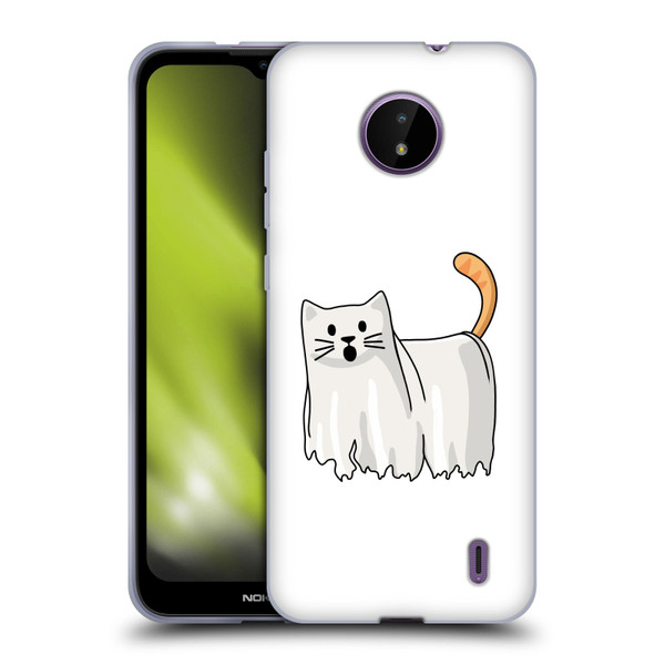 Beth Wilson Doodle Cats 2 Halloween Ghost Soft Gel Case for Nokia C10 / C20