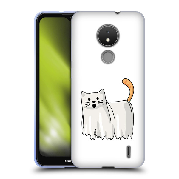 Beth Wilson Doodle Cats 2 Halloween Ghost Soft Gel Case for Nokia C21