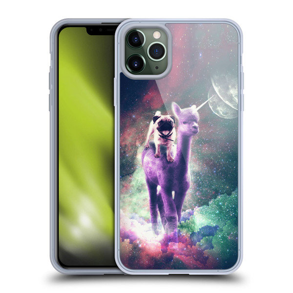 Random Galaxy Space Unicorn Ride Pug Riding Llama Soft Gel Case for Apple iPhone 11 Pro Max