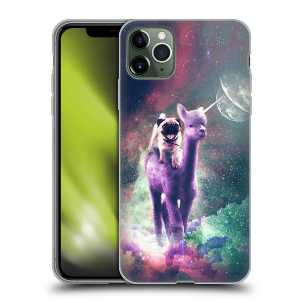 Random Galaxy Space Unicorn Ride Pug Riding Llama Soft Gel Case for Apple iPhone 11 Pro Max