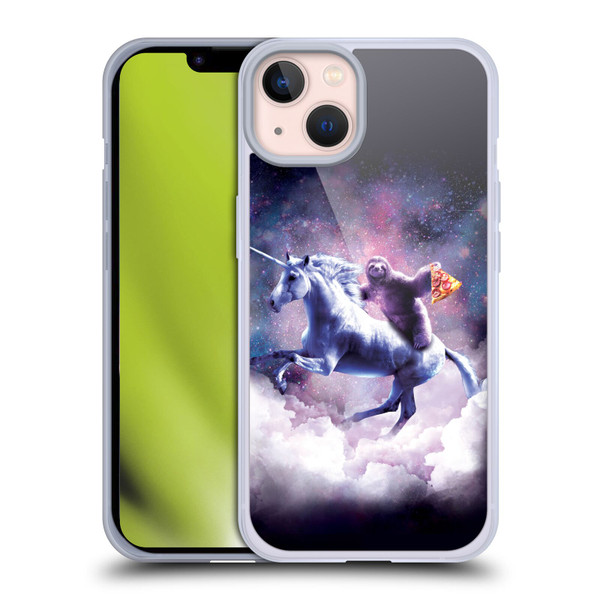 Random Galaxy Space Unicorn Ride Pizza Sloth Soft Gel Case for Apple iPhone 13