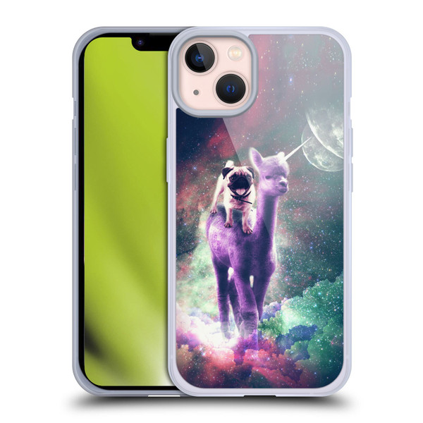 Random Galaxy Space Unicorn Ride Pug Riding Llama Soft Gel Case for Apple iPhone 13