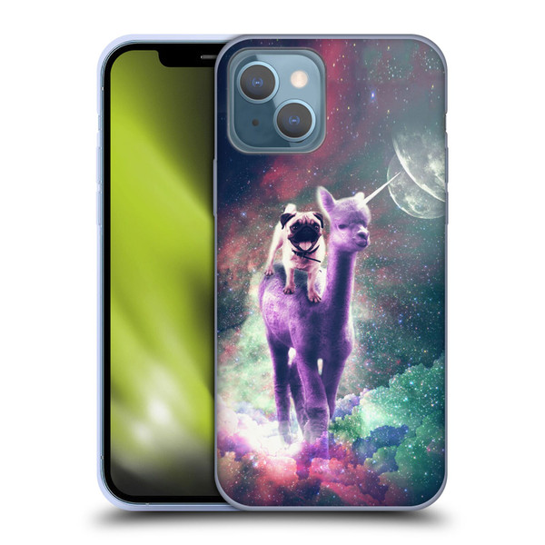 Random Galaxy Space Unicorn Ride Pug Riding Llama Soft Gel Case for Apple iPhone 13