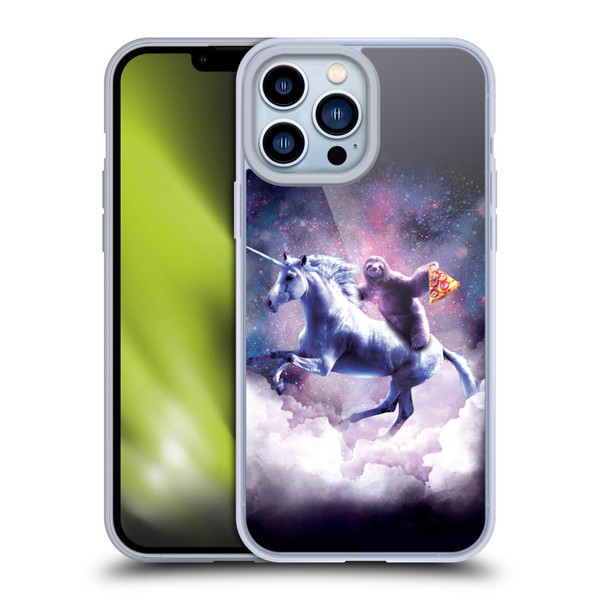Random Galaxy Space Unicorn Ride Pizza Sloth Soft Gel Case for Apple iPhone 13 Pro Max
