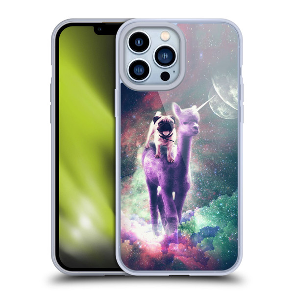 Random Galaxy Space Unicorn Ride Pug Riding Llama Soft Gel Case for Apple iPhone 13 Pro Max