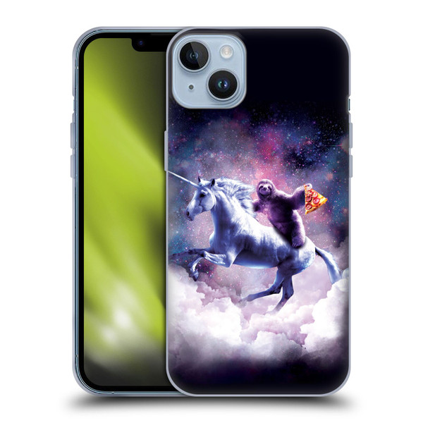 Random Galaxy Space Unicorn Ride Pizza Sloth Soft Gel Case for Apple iPhone 14 Plus