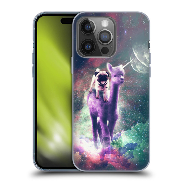 Random Galaxy Space Unicorn Ride Pug Riding Llama Soft Gel Case for Apple iPhone 14 Pro