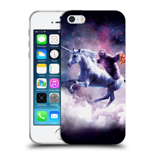 Random Galaxy Space Unicorn Ride Pizza Sloth Soft Gel Case for Apple iPhone 5 / 5s / iPhone SE 2016